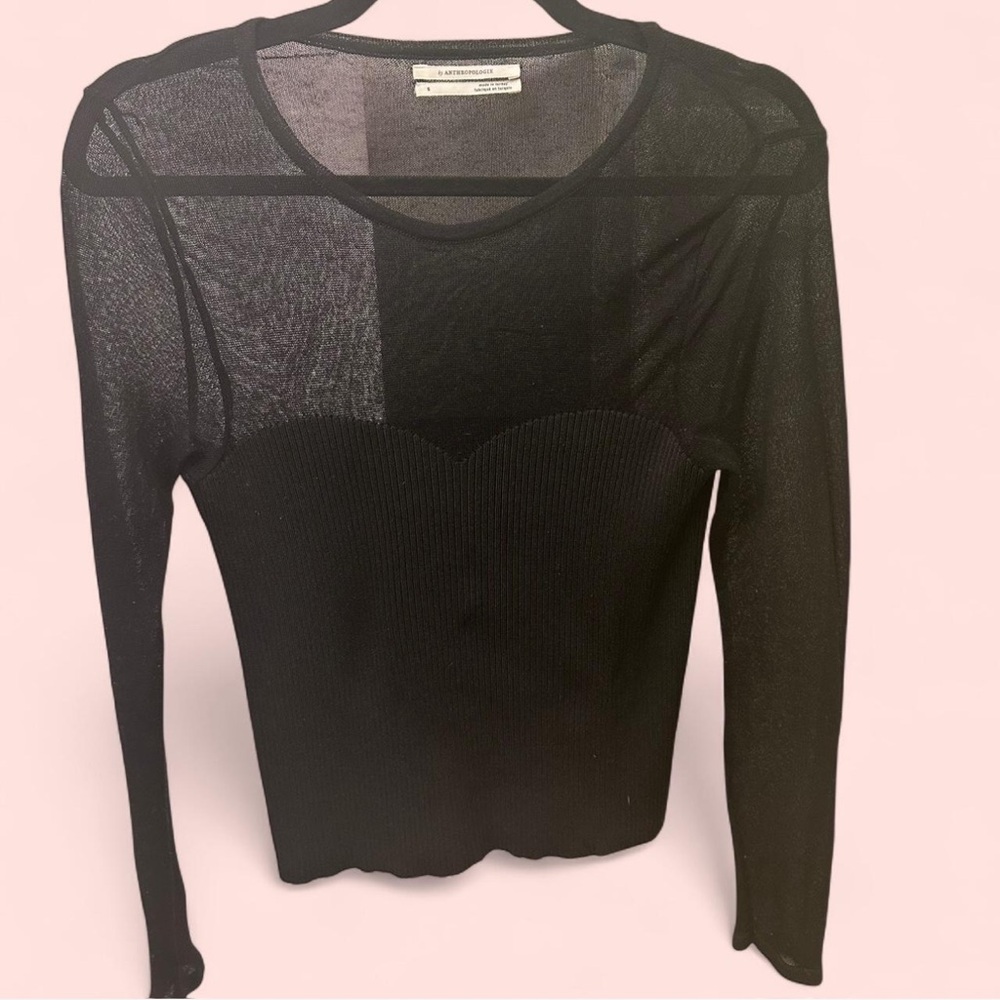 Chic Sheer Ribbed Sweater -Small - Picture 2 of 4
